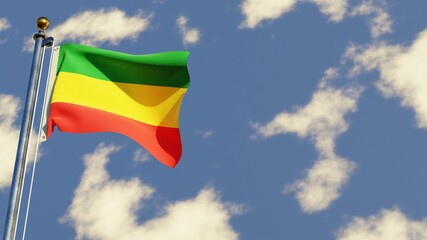 Carchi 3D rendered realistic waving flag illustration on Flagpole. Isolated on sky background with space on the right side.