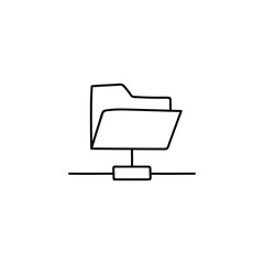 Backup, data sync icon in flat black line style, isolated on white background 