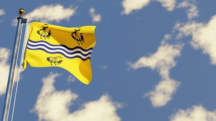 Western Isles Council 3D rendered realistic waving flag illustration on Flagpole. Isolated on sky background with space on the right side.