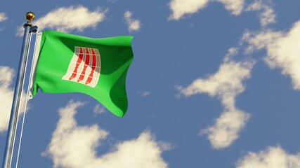 Umbria 3D rendered realistic waving flag illustration on Flagpole. Isolated on sky background with space on the right side.