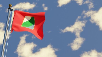 Abruzzo 3D rendered realistic waving flag illustration on Flagpole. Isolated on sky background with space on the right side.
