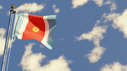 Santiago Del Estero 3D rendered realistic waving flag illustration on Flagpole. Isolated on sky background with space on the right side.