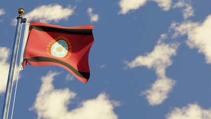 Salta 3D rendered realistic waving flag illustration on Flagpole. Isolated on sky background with space on the right side.