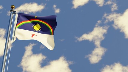 Pernambuco 3D rendered realistic waving flag illustration on Flagpole. Isolated on sky background with space on the right side.