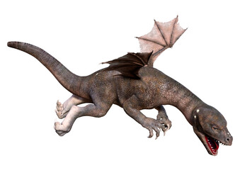 3D Rendering Fairy Tale Dragon on White