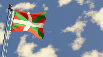 Basque Country 3D rendered realistic waving flag illustration on Flagpole. Isolated on sky background with space on the right side. - obrazy, fototapety, plakaty