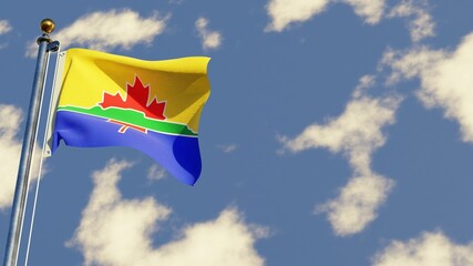 Thunder Bay 3D rendered realistic waving flag illustration on Flagpole. Isolated on sky background with space on the right side.