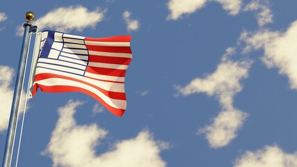 Lethbridge 3D rendered realistic waving flag illustration on Flagpole. Isolated on sky background with space on the right side.