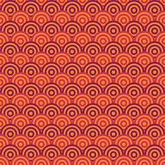 Seamless scales. Squamata pattern. Japan traditional ornament. Ethnic embroidery. Repeated scallops. Fish scale. Repeat scallop shapes. Vector tiles. Japanese sashiko uroko motif. Squama wallpaper.