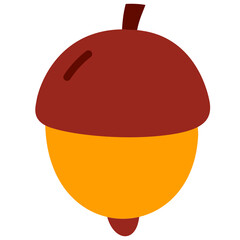 acorn oak seed flat icon