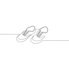 Continuous line drawing of shoes, sneakers, object one line single line art, vector illustration