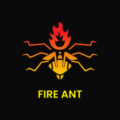 dangerous fire ant logo concept. negative space, modern, gradient, flat and creative style. red and yellow. suitable for logo, icon, symbol, mascot and sign