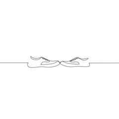 Continuous line drawing of shoes, sneakers, object one line single line art, vector illustration