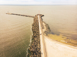 Baltic seawall coastline barricade in Lithuania coast - Melnrages molas, Klaipeda