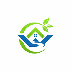Letter W Home River Leaf Logo Design
