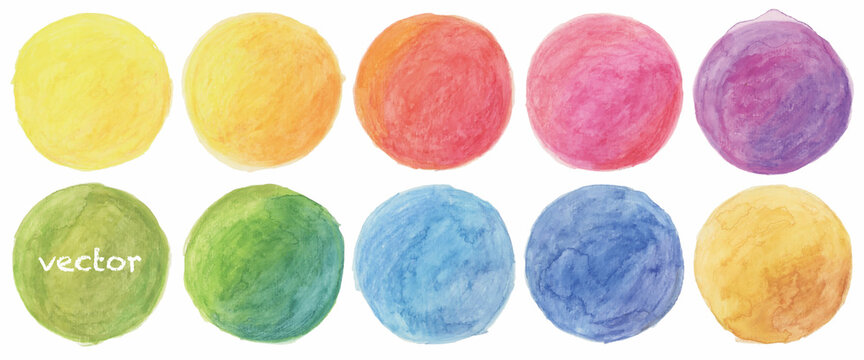 Vector colorful watercolor circles set