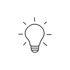 innovation Idea bulb icon in flat black line style, isolated on white background 