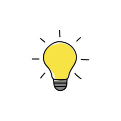 Fototapeta na wymiar innovation Idea bulb icon in color icon, isolated on white background 