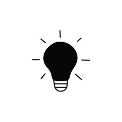 innovation Idea bulb icon in solid black flat shape glyph icon, isolated on white background 