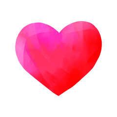Vector illustration of a red watercolor heart isolated on a white background.