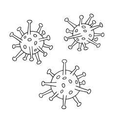 Virus. Mandatory vaccination. Coronavirus. Covid-19. Flu. Infection. Disease. Pandemic. Epidemic. Freehand drawing. Doodle vector illustration. Silhouette. Black and white outline. Coloring.