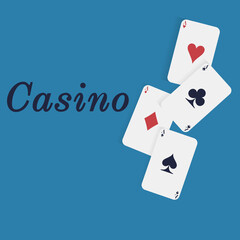 Poker. Casino. Cards aces on a blue background
