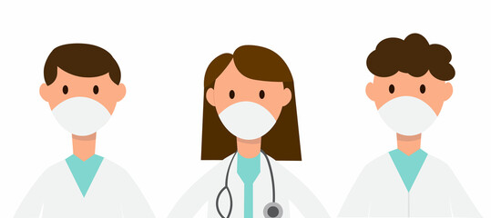 portrait of doctors in flat style
