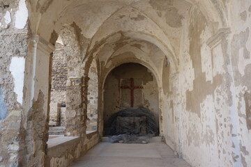 Fototapeta premium Interior view of Aragonese castle in Ischia Island