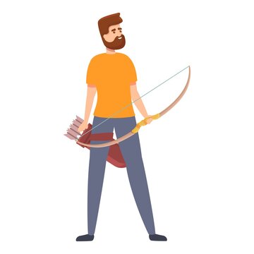 Professional archer icon cartoon vector. Archery winner. Sport game