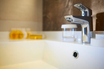 New sink in a hotel bathroom