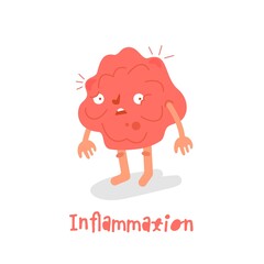 Inflammation, redness. Cartoon character in trendy style.