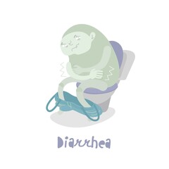 Fototapeta premium Diarrhea, constipation. Cartoon character in trendy style.