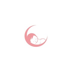 cute baby sleep for babyshop vector icon logo design