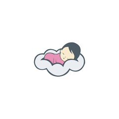 cute baby sleep for babyshop vector icon logo design