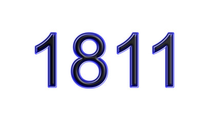 blue 1811 number 3d effect white background