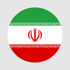 Iran flag classic round shape. Stock vector.