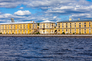 Fototapeta na wymiar St. Petersburg, Russia, July 23, 2021. View of the Neva River and embankment. 