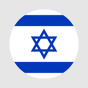 Israel flag classic round shape. Stock vector.