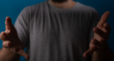 Hand pushing on a touch screen..