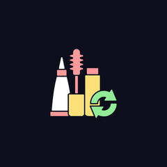 Refillable mascara RGB color icon for dark theme. Eco friendly package. Recyclable make up products. Isolated vector illustration on night mode background. Simple filled line drawing on black