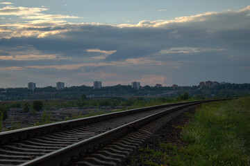 Fototapeta premium railway at sunset