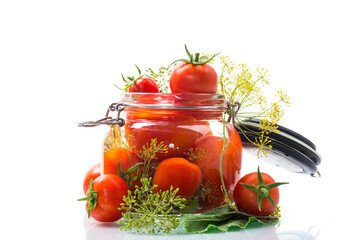 natural tomatoes with spices prepared for conservation
