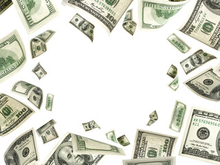 Money background. Hundred dollars of America. Usd cash money falling.
