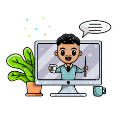 elearning for character, icon, logo, sticker and illustration.