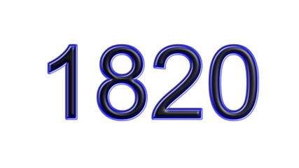 blue 1820 number 3d effect white background