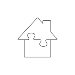 Fototapeta na wymiar House Puzzle line icon, Vector isolated simple sign