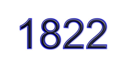 blue 1822 number 3d effect white background