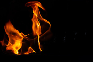 Fire Flames Isolated On Black Background