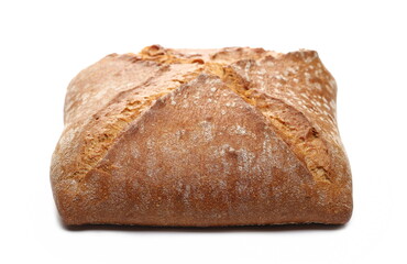 Rectangular integral wheat bread loaf isolated on white background