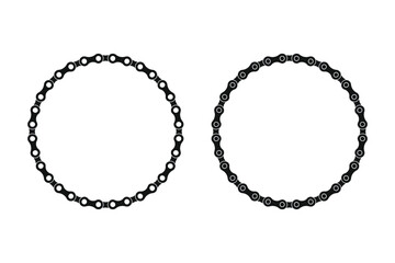 Circle bicycle chain frame, vector flat illustration, silhouette design, closed circle
